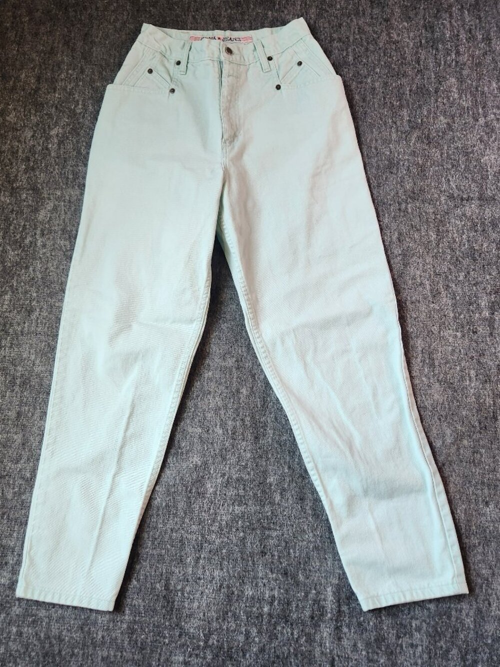Vintage Zena Jeans High Waist Mint Green Tapered Size 8 90s